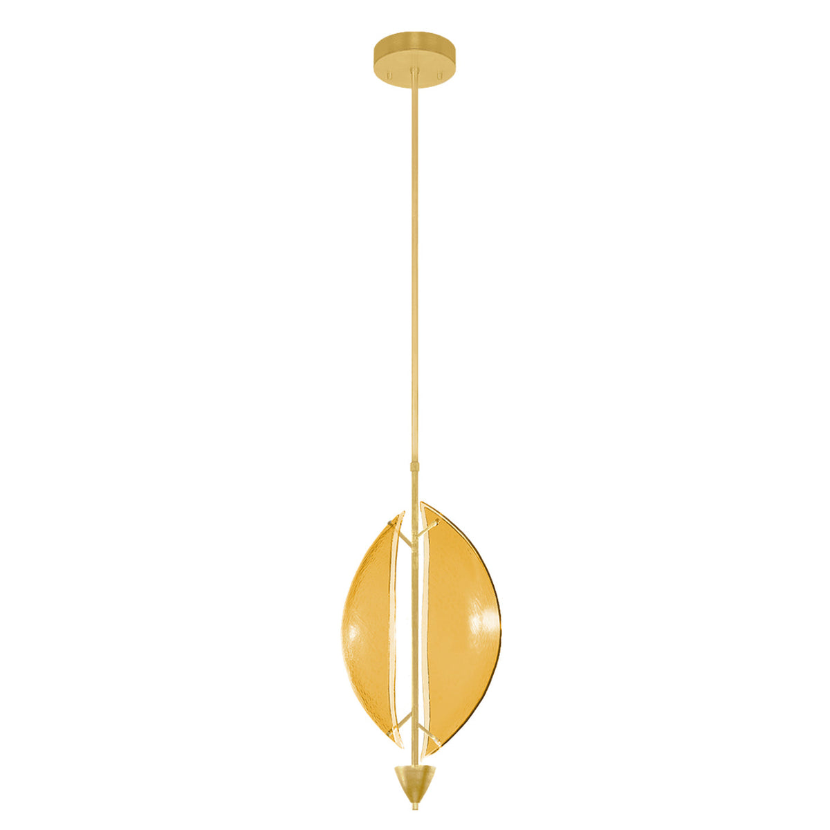 11-Inch Handcrafted Glass Pendant Light / Gold Leaf/Amber
