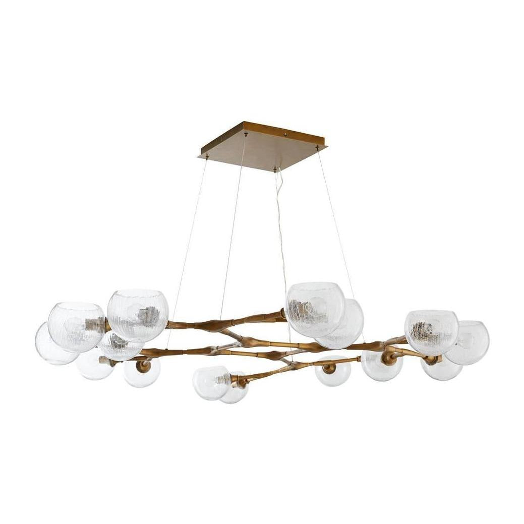 16-Light Crackled Glass Brass Chandelier