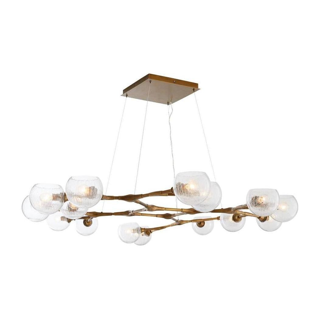 16-Light Crackled Glass Brass Chandelier