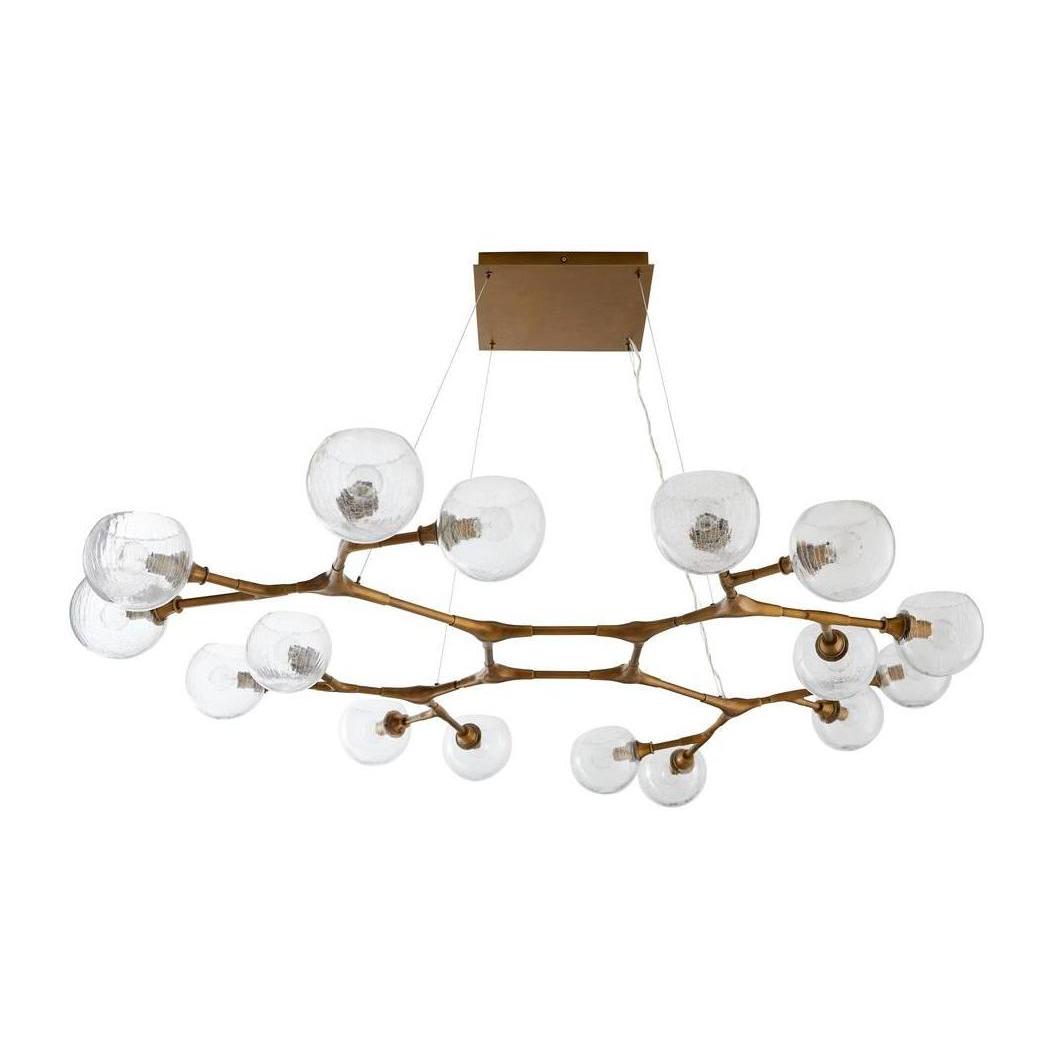 16-Light Crackled Glass Brass Chandelier