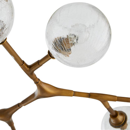 16-Light Crackled Glass Brass Chandelier