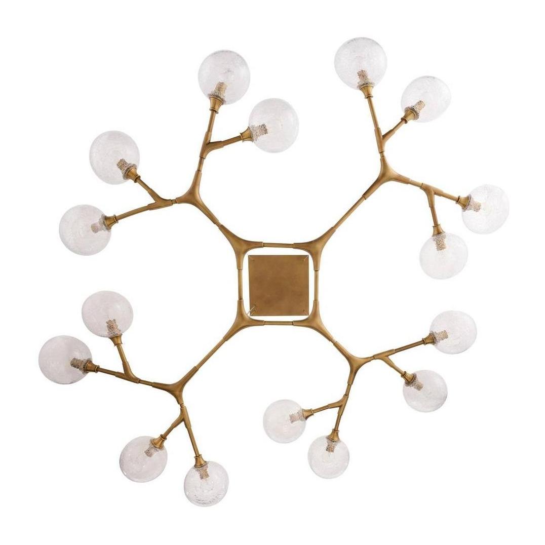 16-Light Crackled Glass Brass Chandelier
