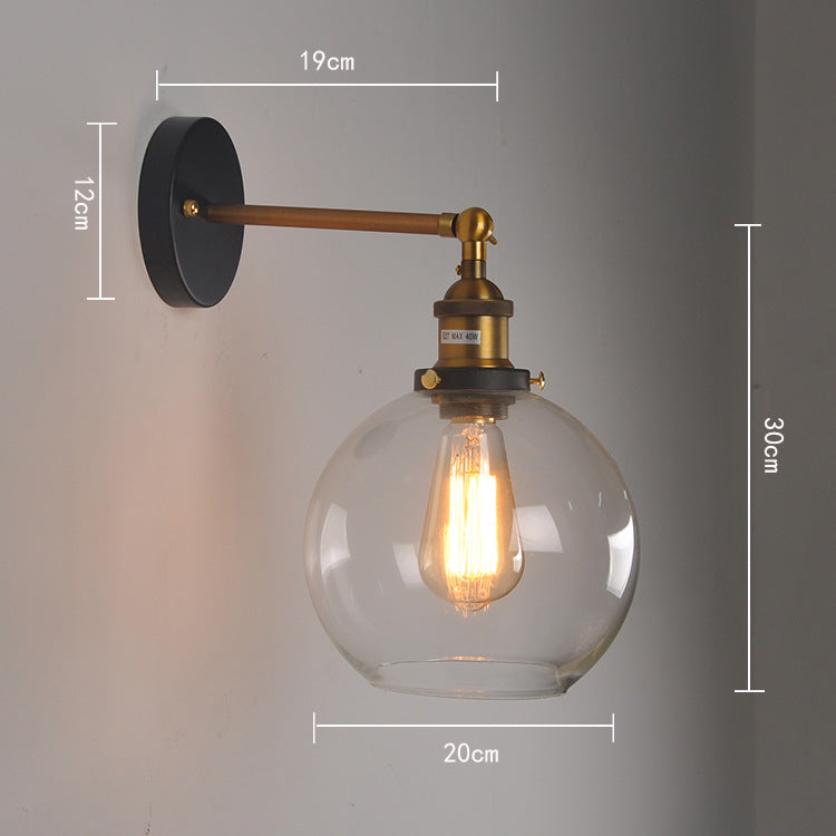 20cm Globe Glass E27 Wall Light