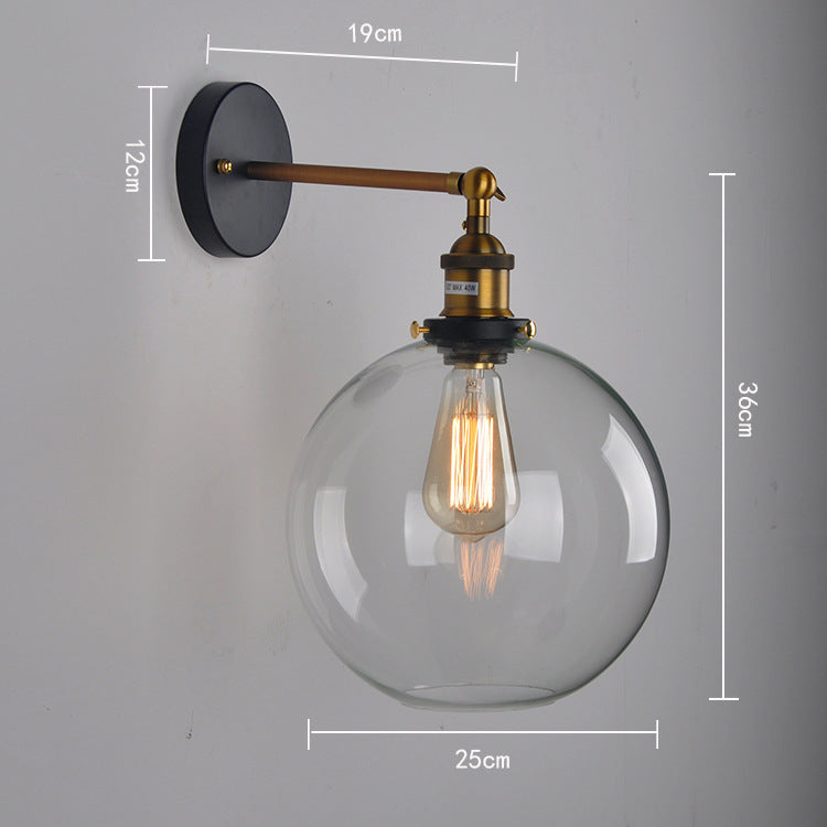 20cm Globe Glass E27 Wall Light / 20cm Wall Lamp / Amber