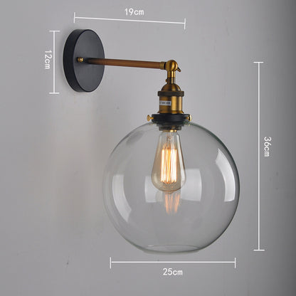 20cm Globe Glass E27 Wall Light / 20cm Wall Lamp / Amber