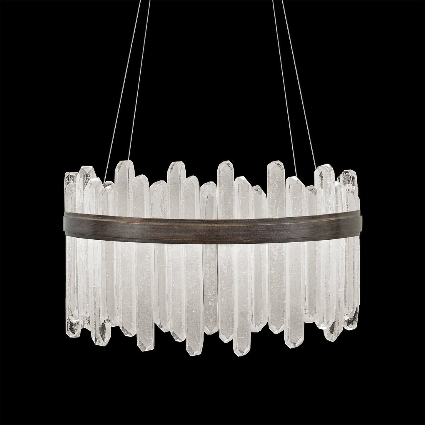 30.5-Inch Crystal Glass LED Pendant Light / Bronze