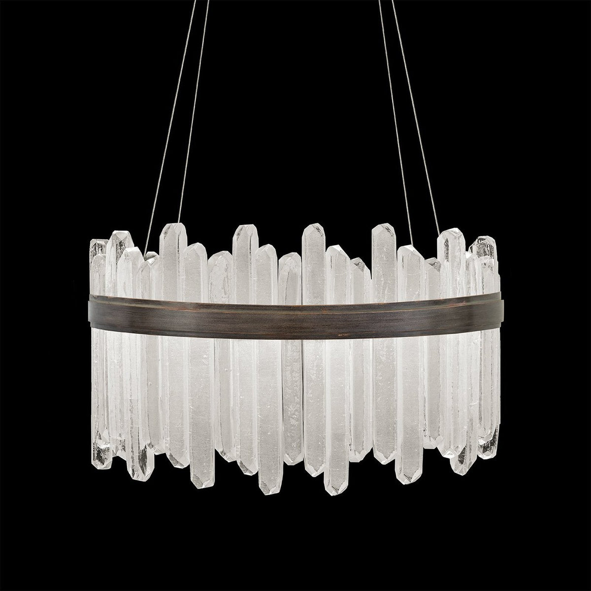30.5-Inch Crystal Glass LED Pendant Light / Bronze