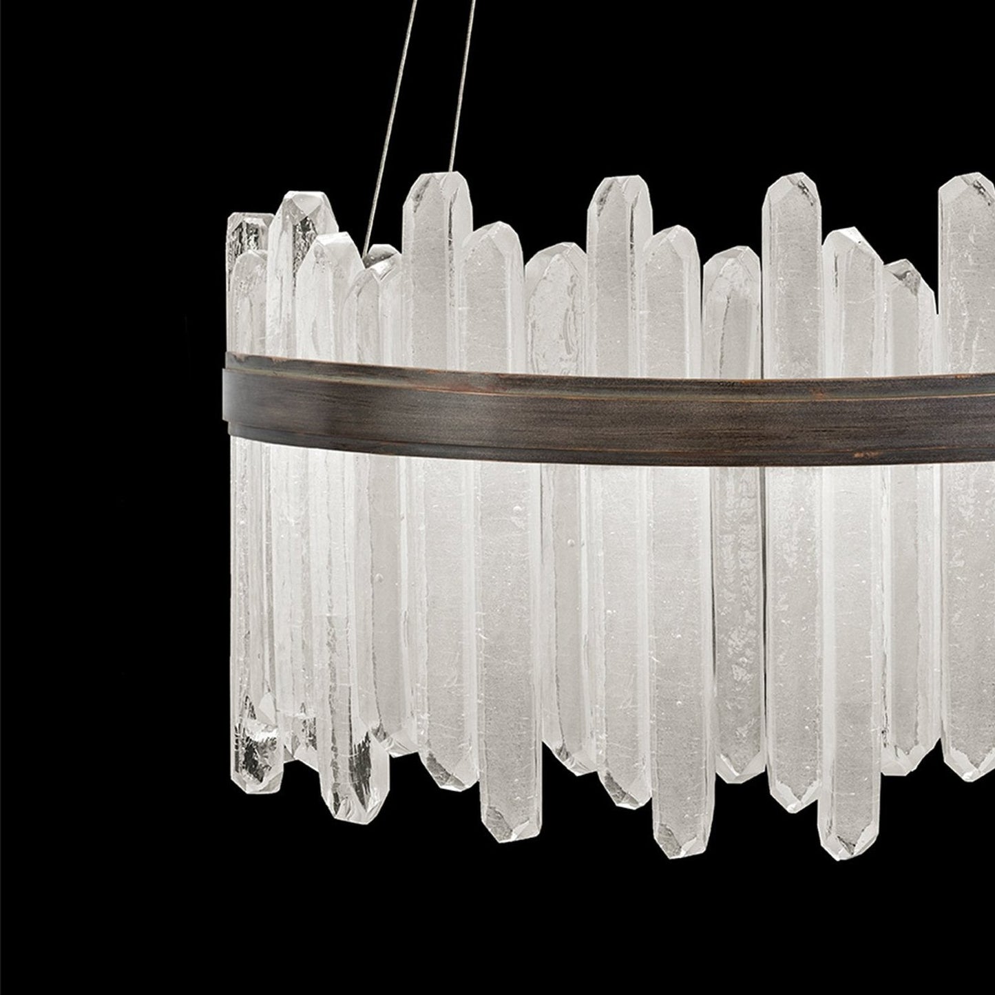 30.5-Inch Crystal Glass LED Pendant Light / Gold