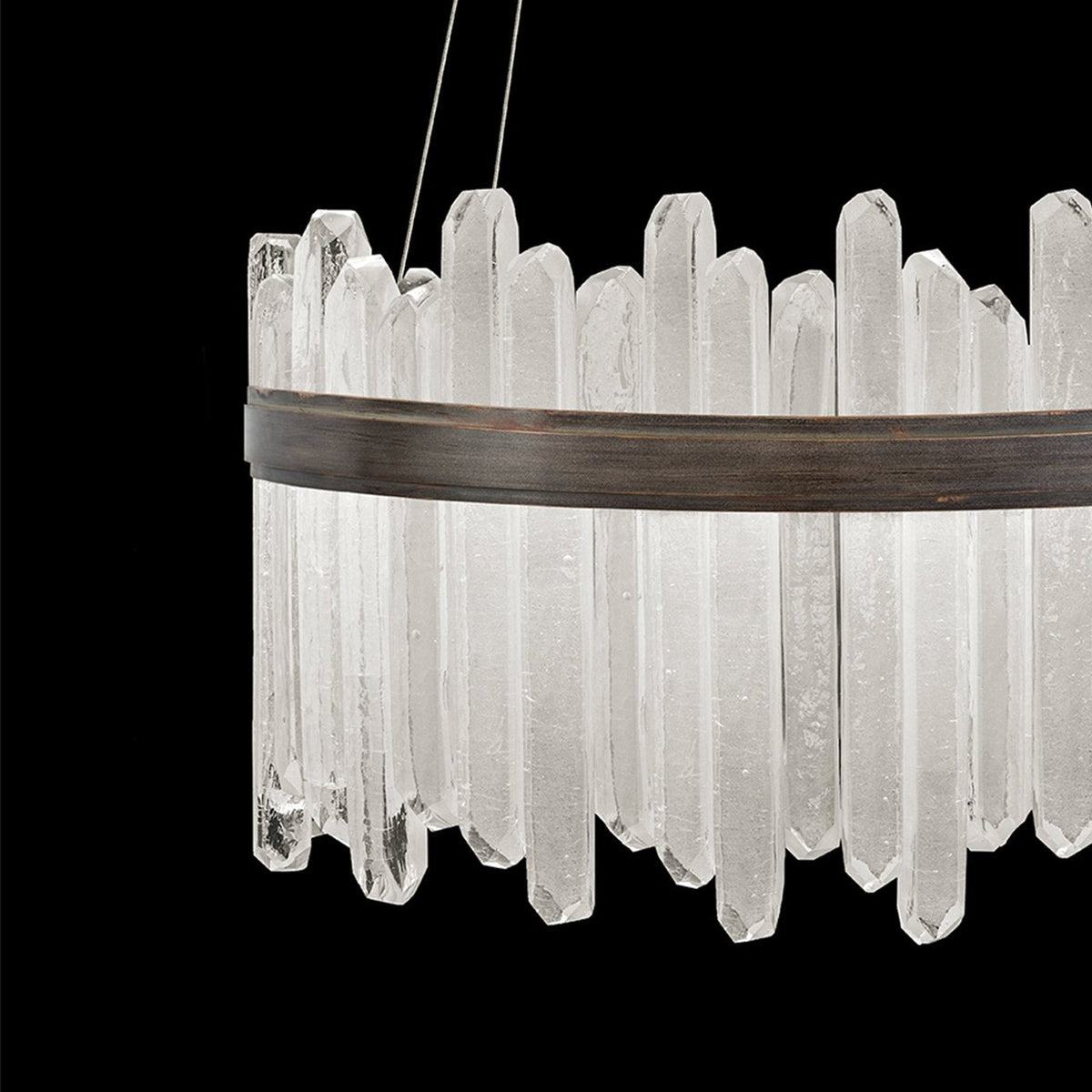 30.5-Inch Crystal Glass LED Pendant Light / Gold