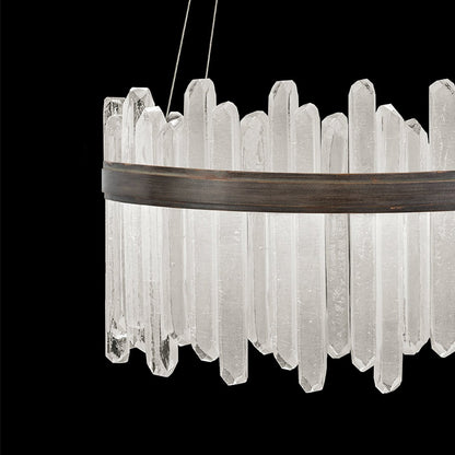 30.5-Inch Crystal Glass LED Pendant Light / Gold