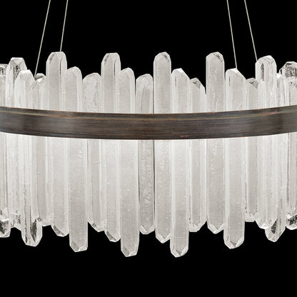 30.5-Inch Crystal Glass LED Pendant Light / Silver