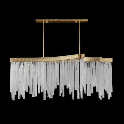 4-LED Alabaster Glass Gold Chandelier