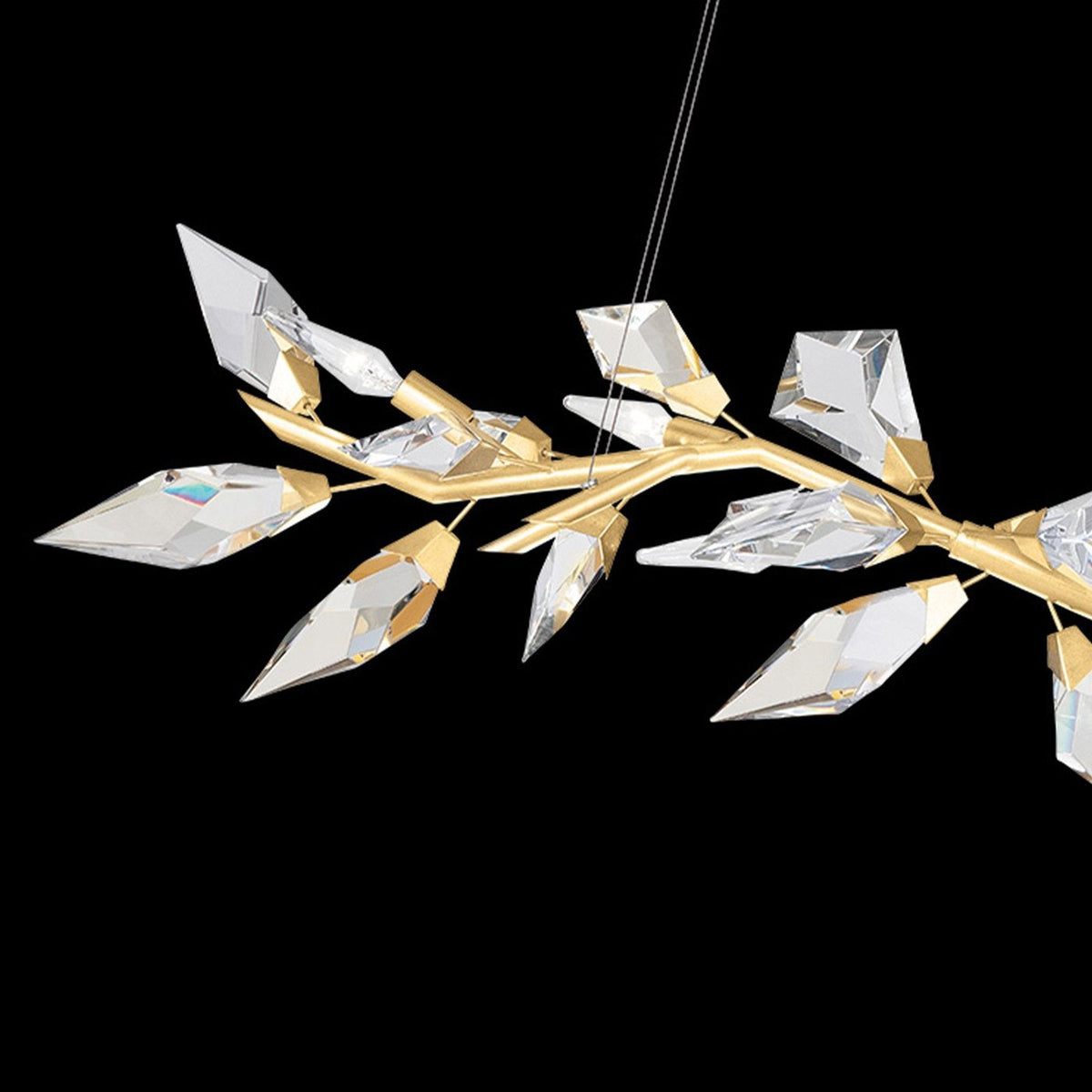 47.5-Inch Crystal Leaf Linear Pendant Light / Silver