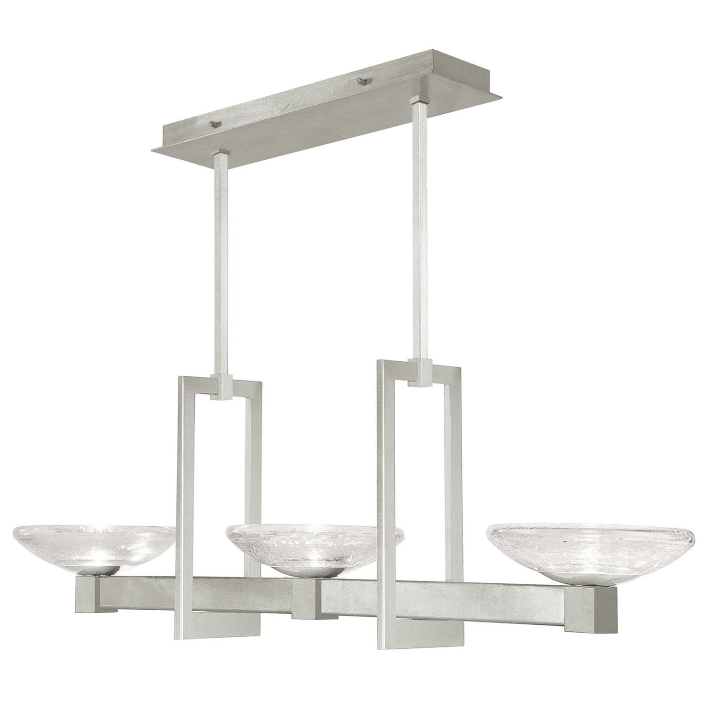 48-Inch Hand-Blown Glass Linear Pendant Light / Silver