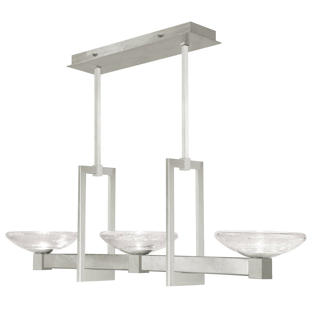 48-Inch Hand-Blown Glass Linear Pendant Light / Silver