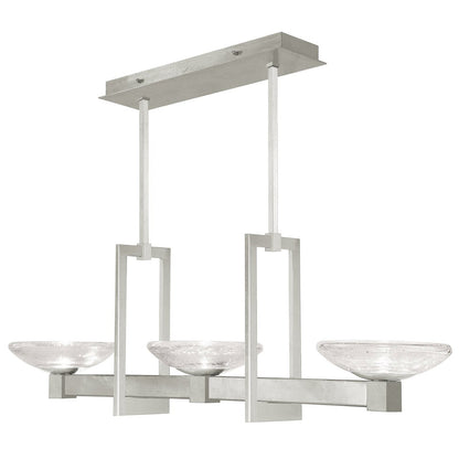 48-Inch Hand-Blown Glass Linear Pendant Light / Silver