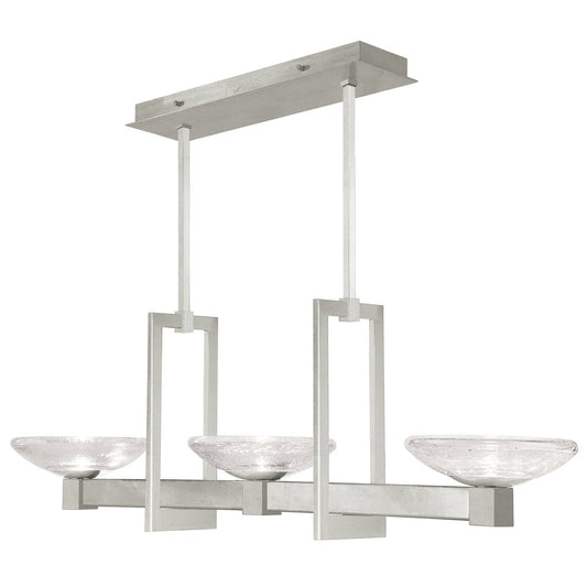 48-Inch Hand-Blown Glass Linear Pendant Light / Silver