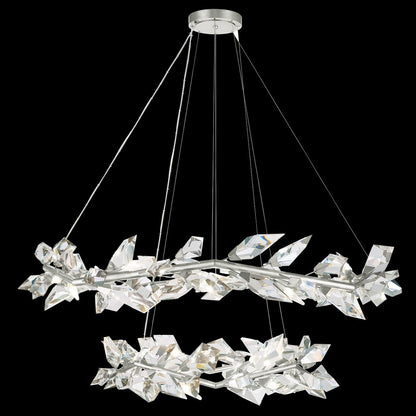 55-Inch Crystal Leaf Round Pendant Light
