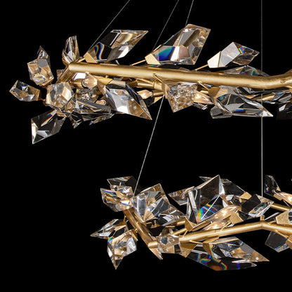 55-Inch Crystal Leaf Round Pendant Light