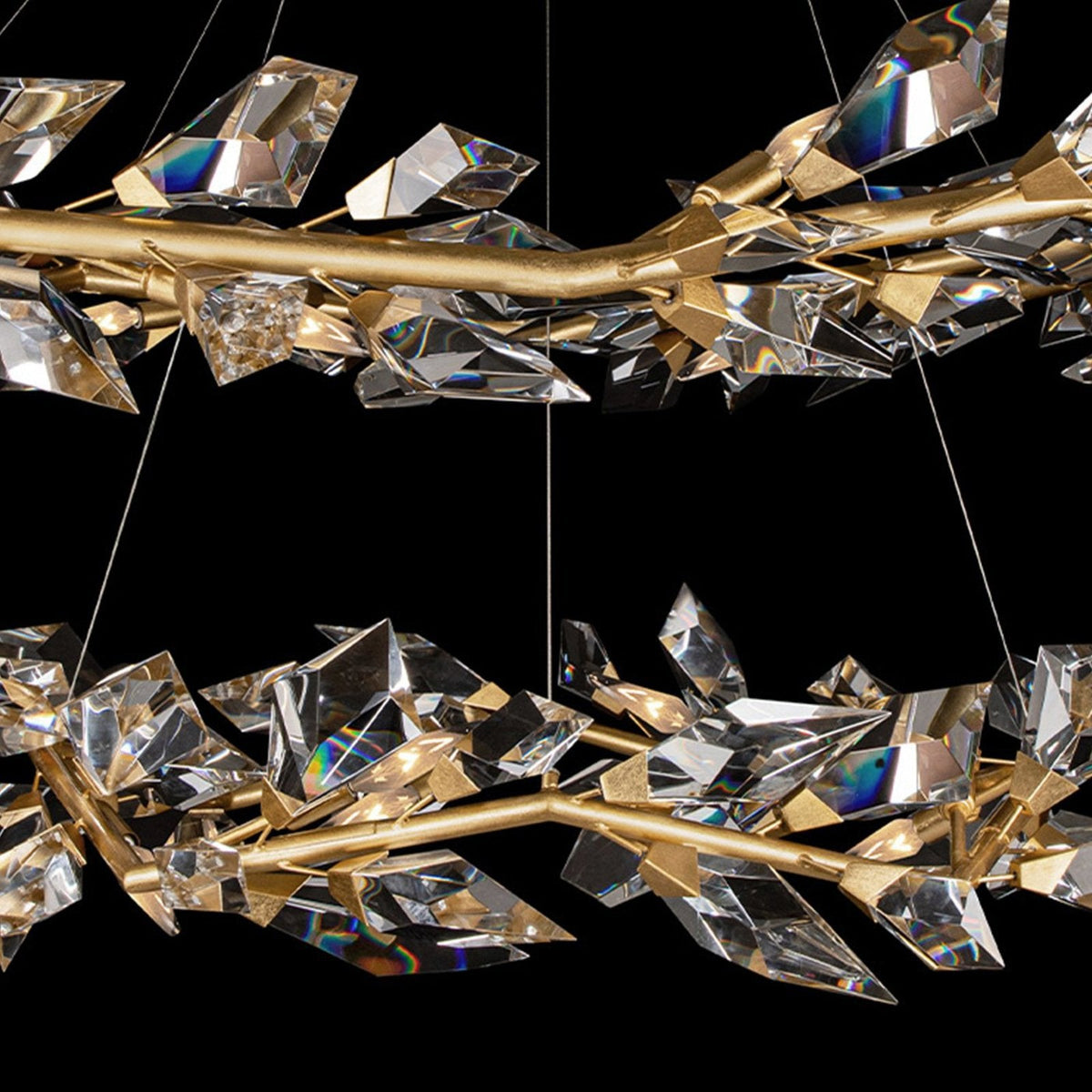 55-Inch Crystal Leaf Round Pendant Light