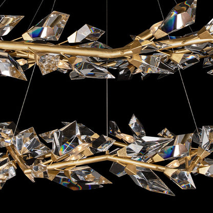 55-Inch Crystal Leaf Round Pendant Light
