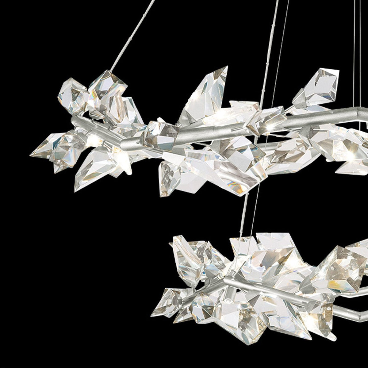 55-Inch Crystal Leaf Round Pendant Light