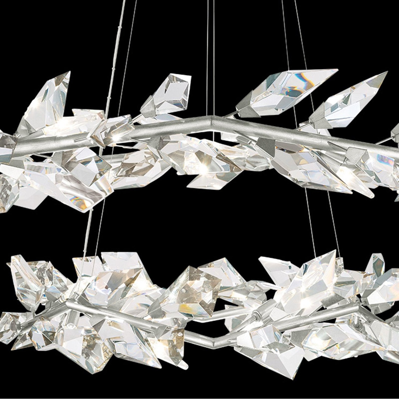 55-Inch Crystal Leaf Round Pendant Light