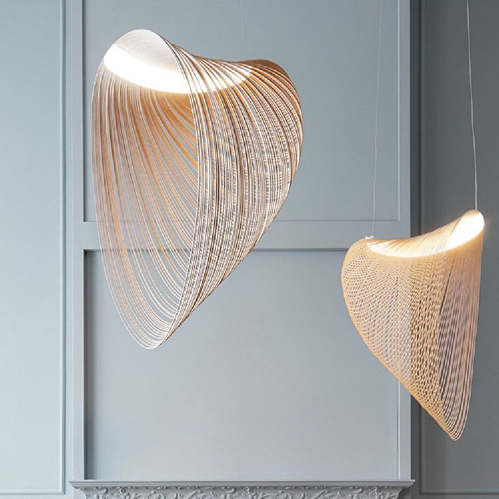 Linear Wood LED Pendant Light / Wood / Tricolor / 40cm