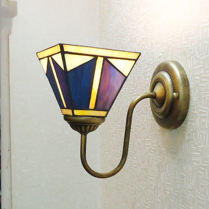 Mediterranean Glass Wrought-Iron Wall Light