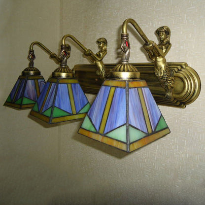 Mediterranean Glass Wrought-Iron Wall Light