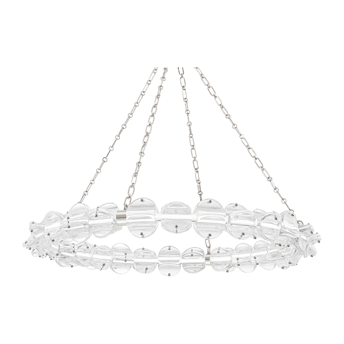Scalloped Glass Disc Chandelier / Polished Nickel