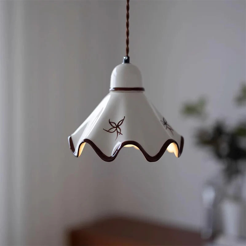 Single-Light Brass Ceramic Pendant Light