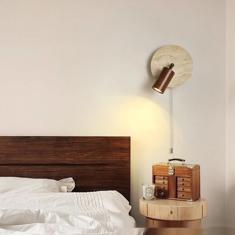 Walnut Wood Marble Wall Light / Walnutcolored warm light