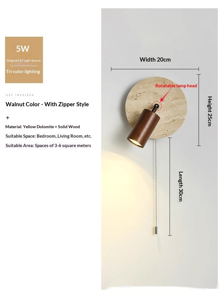 Walnut Wood Marble Wall Light
